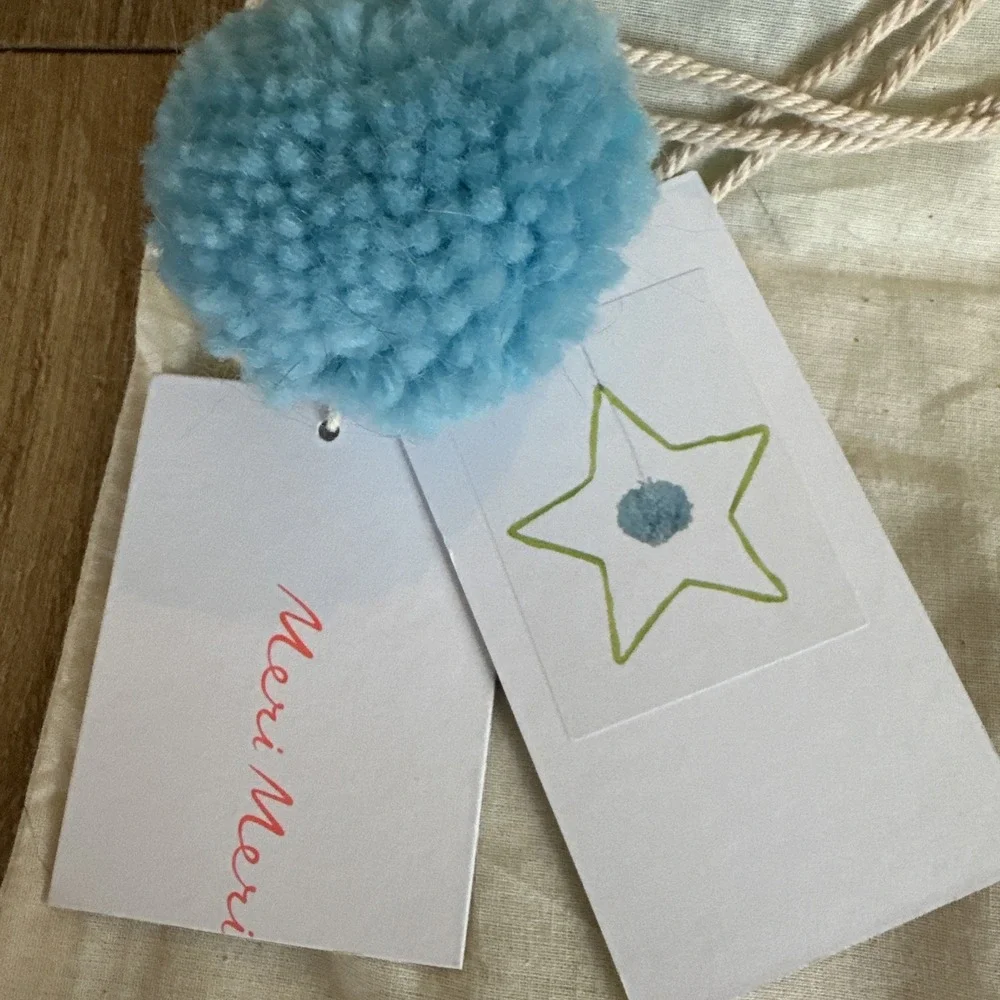 Meri Meri Wire And Wool Hanging Star Pom Pom Boho‎ Chic New With Cinch Bag